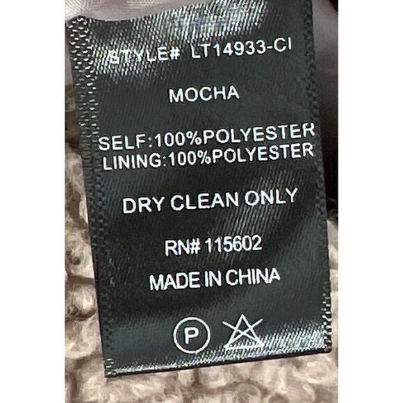 Lush Womens Mocha Brown Jacket Faux Shearling L Soft 100% Polyester Long Sleeve - Picture 5 of 5